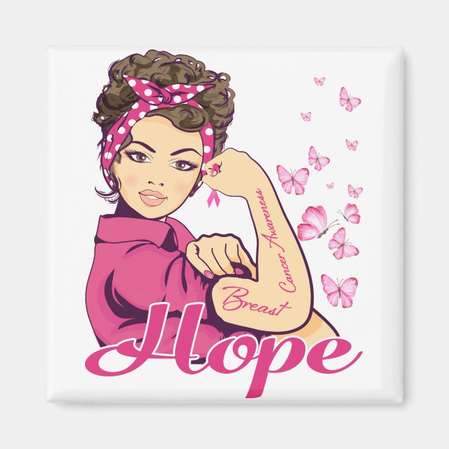 Aimant Hope Rosie Riveter Sensibilisation au cancer du se (Devant)