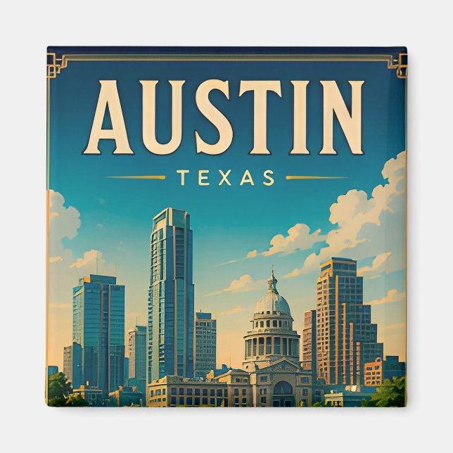 Aimant Horizon d'Austin Texas et front de rivière (Devant)