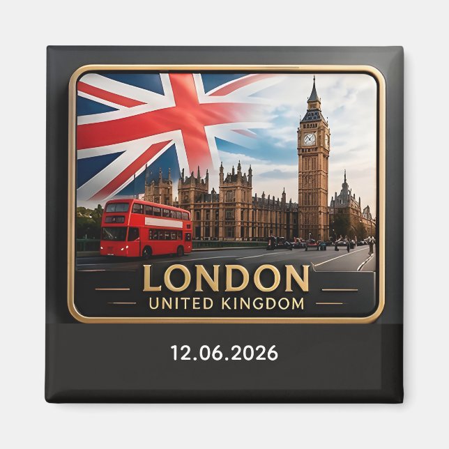 Aimant 🧲 Horizon de Londres Souvenir de vacances Anglete (Devant)