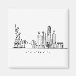Aimant Horizon de New York minimaliste en ligne art