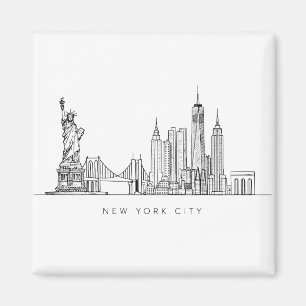 Aimant Horizon de New York minimaliste en ligne art