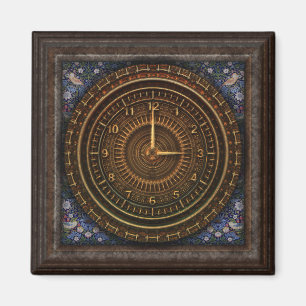 Aimant Horloge baroque victorienne laiton bleu brun