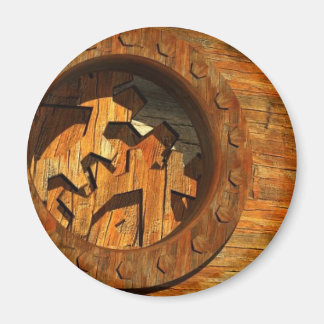 Aimant horloge en bois
