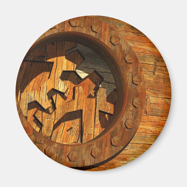 Aimant horloge en bois (Devant)