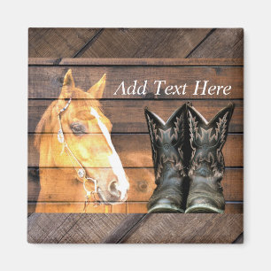Aimant Horse Cowboy Boots Rustic Barque