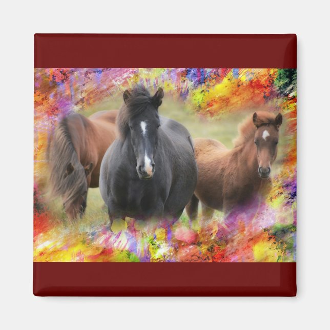 Aimant Horses Colorful (Devant)
