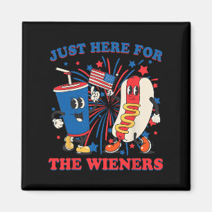 Aimant Hot Dog Je suis juste ici pour les Wieners 4 juill