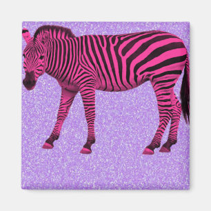Aimant Hot Pink Zebra on Purple Sparkles