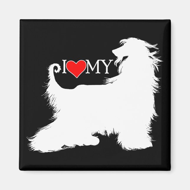 Aimant Hound Afghan I Love (coeur) my (Devant)
