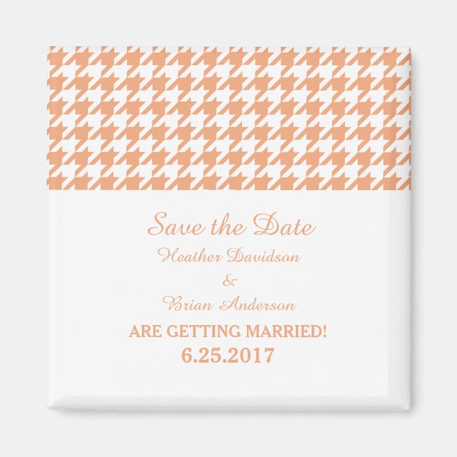 Aimant Houndstooth Enregistrer l'aimant de date, orange (Devant)