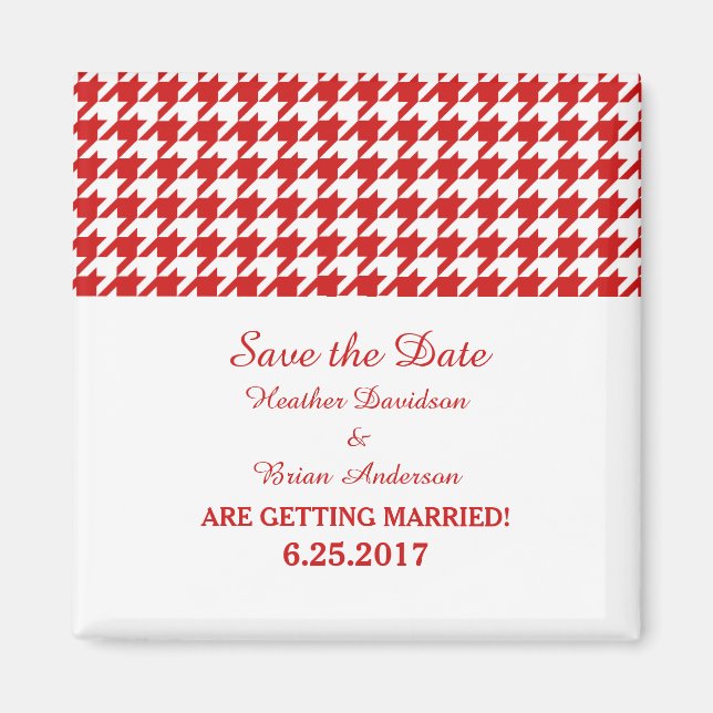Aimant Houndstooth Enregistrer l'aimant de date, rouge (Devant)