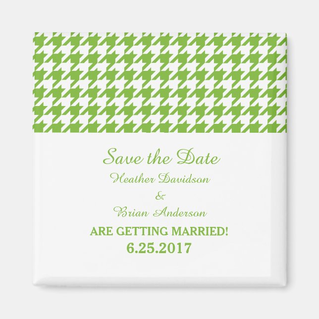 Aimant Houndstooth Enregistrer l'aimant de date, vert (Devant)