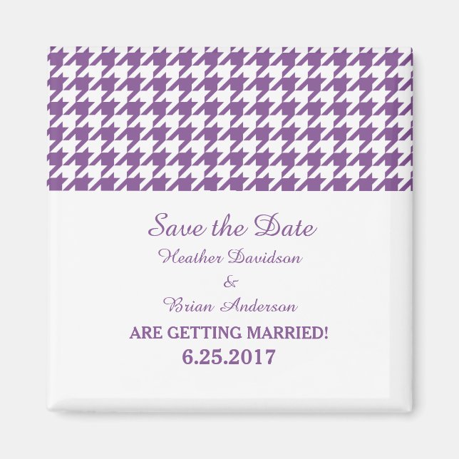 Aimant Houndstooth Enregistrer l'aimant de date, violet (Devant)