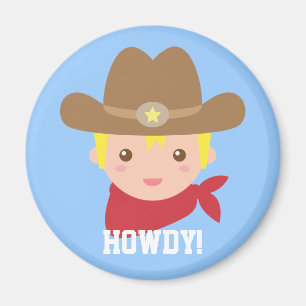 Aimant Howdy, mignon cowboy pour petits garçons