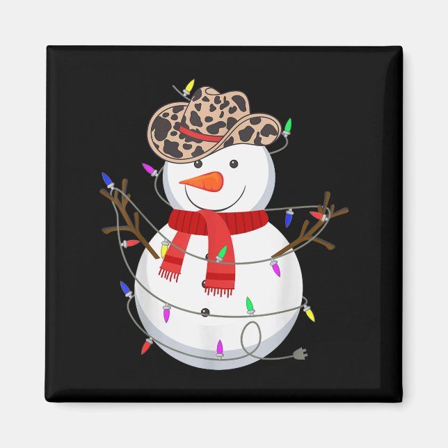 Aimant Howdy Snowman Funny Cowboy Hat Western Christmas 2 (Devant)