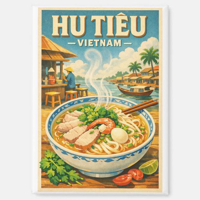 Aimant Hu Tieu vietnamien, dans un classique rétro (Recto)