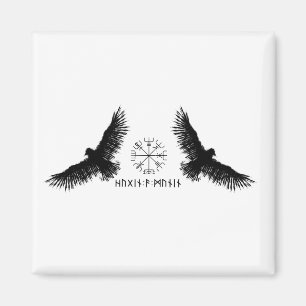 Aimant Hugin & Munin Vegvisir Odins Raben schwarz