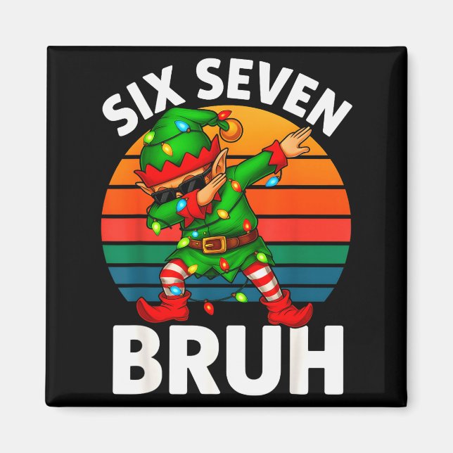 Aimant Hugvyn Six Seven 6 7 Mème Elfe Dabbing Joyeux Noël (Devant)