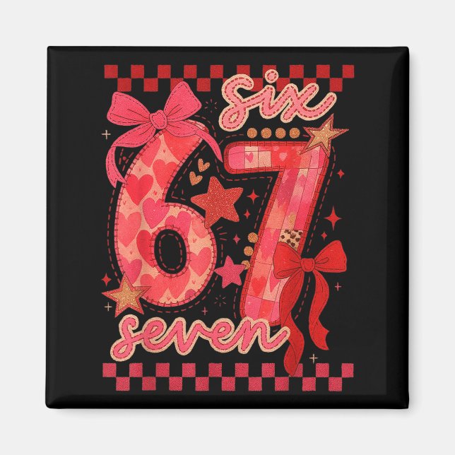 Aimant Hugvyn Six Seven Saint-Valentin 6 7 Mème Carreaux  (Devant)