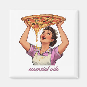 Aimant Huiles Essentielles Illustration Drôle de Pizza
