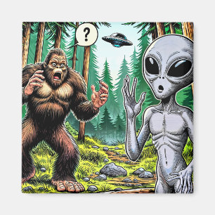 Aimant Humour Alien et Bigfoot