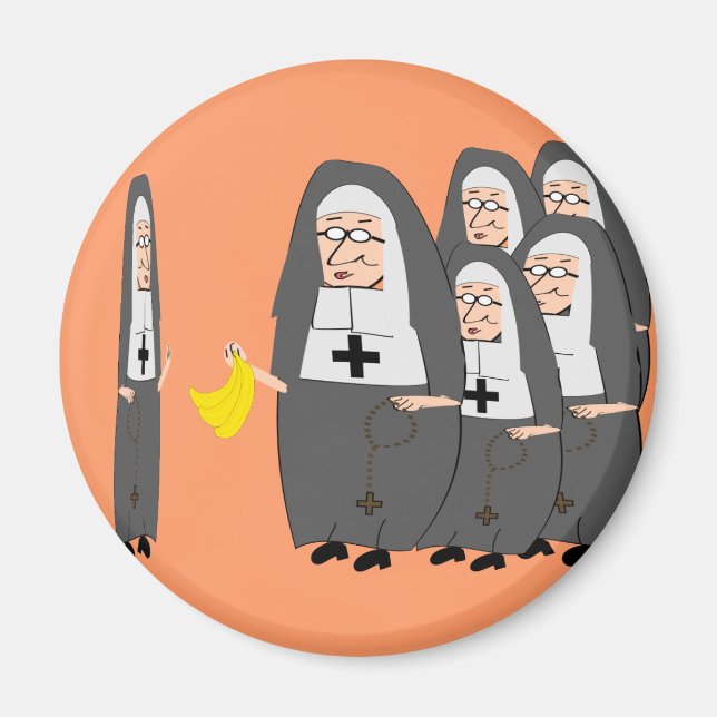 Aimant Humour catholique des soeurs grasses (Devant)