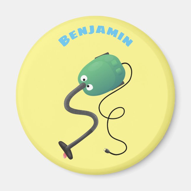 Aimant Humour de dessin animé de l'aspirateur mignon (Devant)