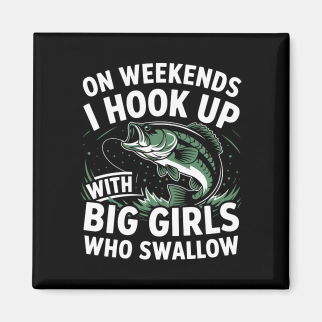 Aimant Humour de pêche du week-end pêcheur - se brancher  (Devant)