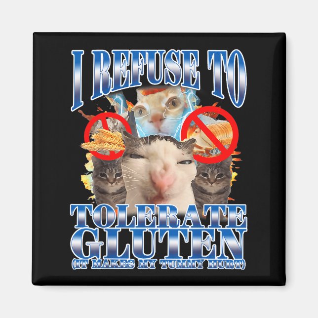 Aimant Humour drôle Je refuse de tolérer le chat mème Q (Devant)