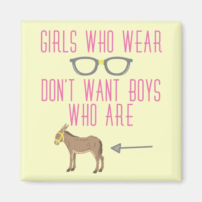 Aimant Humour Nerd de lunettes de filles amusantes (Devant)