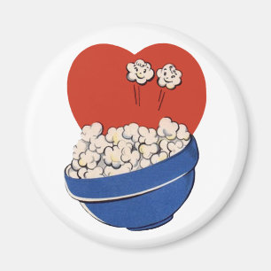 Aimant Humour Retro Mignon, Bol de Popcorn pour le Cinéma