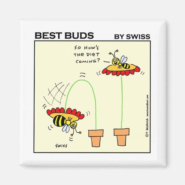 Aimant Humour suivant un régime de grosse bande dessinée (Devant)