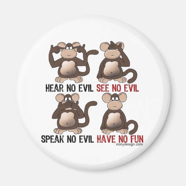 Aimant Humour Wise Monkeys (Devant)