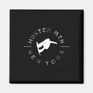 Aimant Hunter Mountain Ny Vintage Retro Snowboard