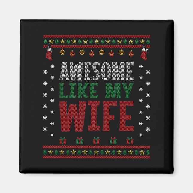 Aimant Husband Christmas - Funny Awesome Like My Wife  (Devant)