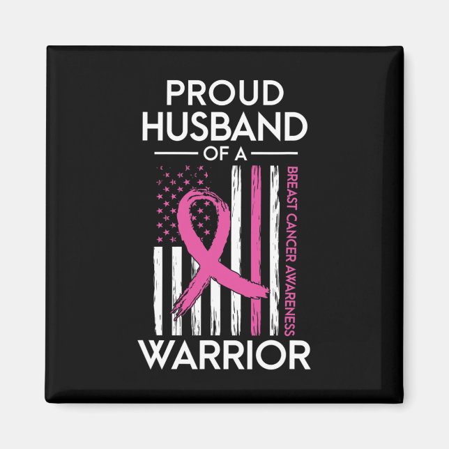 Aimant Husband Of A Warrior Breast Cancer Awareness Suppo (Devant)