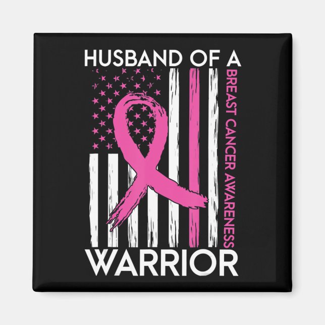 Aimant Husband Of A Warrior Breast Cancer Awareness Suppo (Devant)
