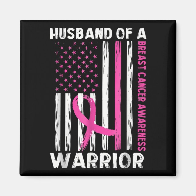 Aimant Husband Of A Warrior Breast Cancer Awareness Suppo (Devant)