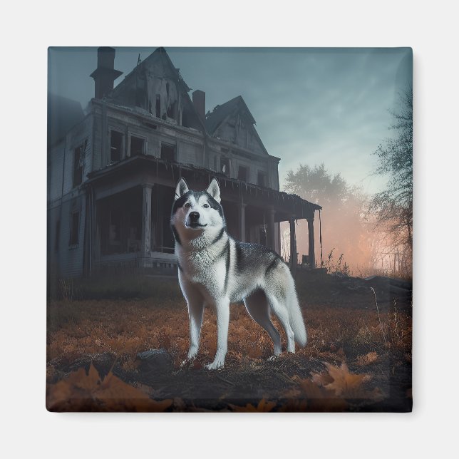 Aimant Husky sibérien Halloween Épouvantable (Devant)