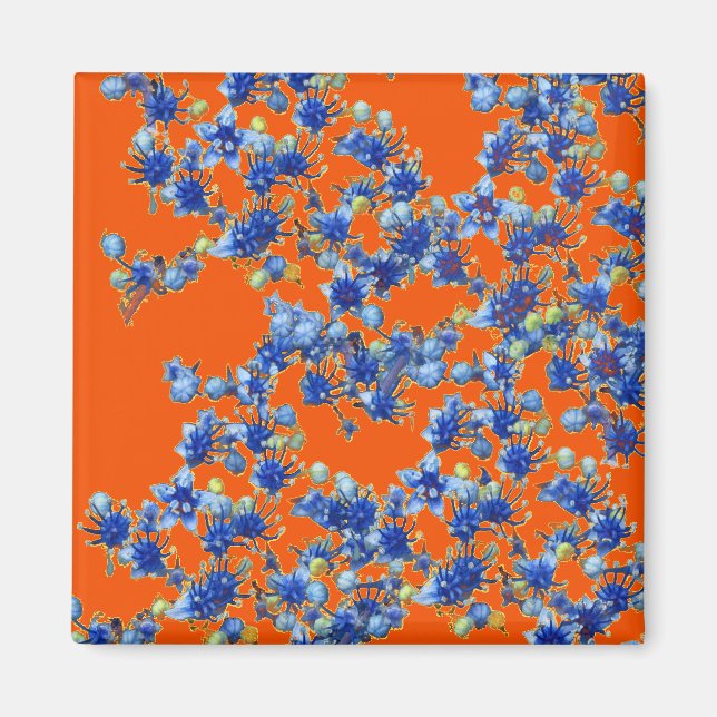 Aimant hydrangea orange et bleu (Devant)