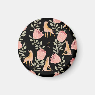 Aimant Hyena & Protea : Motif Vintage foncé