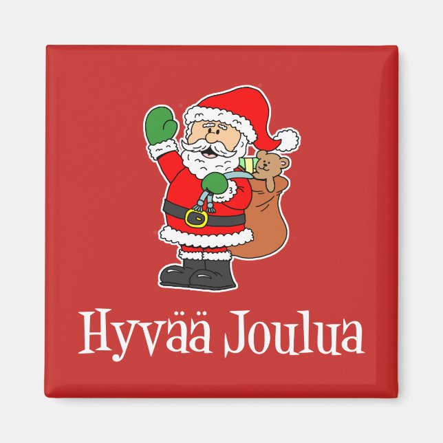 Aimant Hyvaa Joulua Père Noël finlandaise de Noël (RED) (Devant)