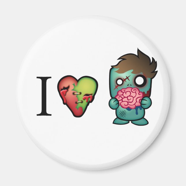 Aimant I <3 Cerveaux- Les Zombies Sont Partout ! (Devant)