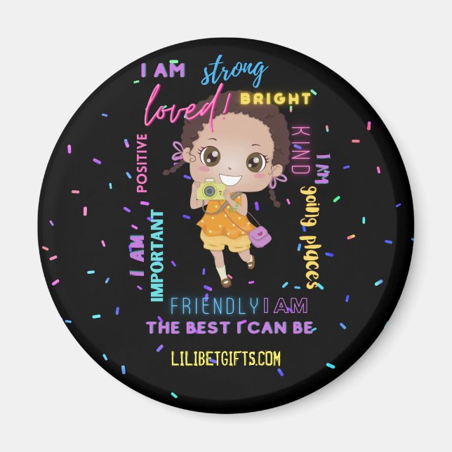 Aimant I AM - Positive Black Brown Girl Affirmations (Devant)