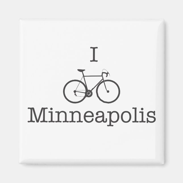 Aimant I Bike Minneapolis - Texte noir (Devant)