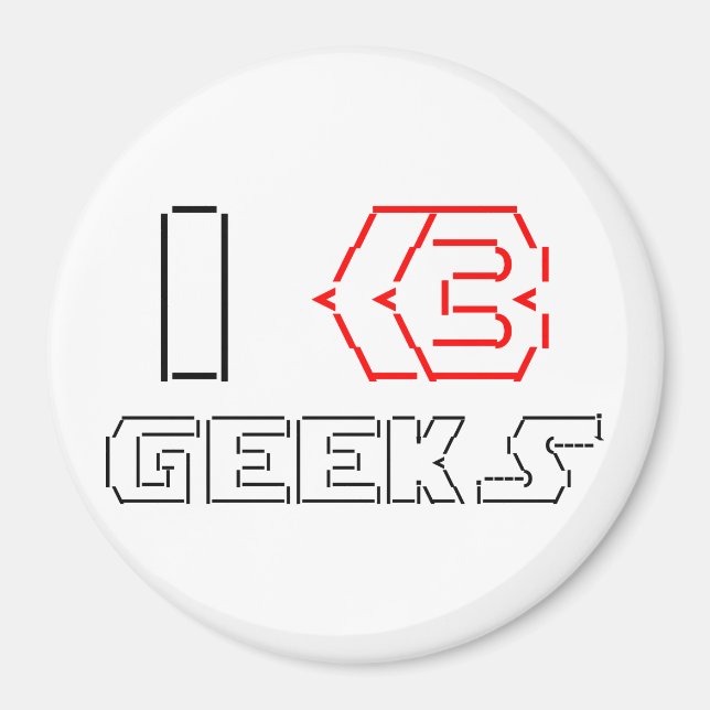 Aimant I Heart Geek ASCII ART (Devant)