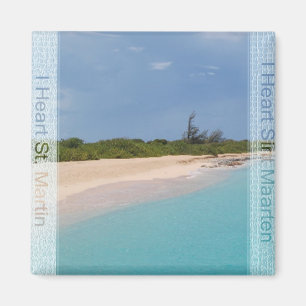 Aimant I Heart Sint Maarten - Scène de la plage St. Marti