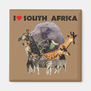 Aimant I Heart South Africa Wildlife Collage