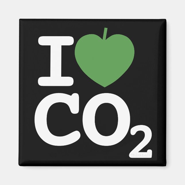Aimant I Leaf CO2 - J'aime Carbon Dioxyde noir réfrigérat (Devant)