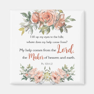 Aimant "I Lift Up My Eyes" Verse Bible Verse Elegant Aqua